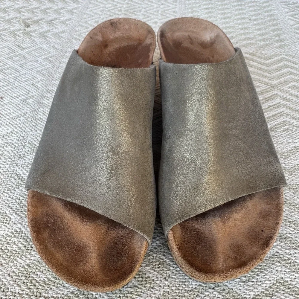 Size 37/L6 - Birkenstock Papillio Namica Washed Metallic Stone Gold Suede Narrow